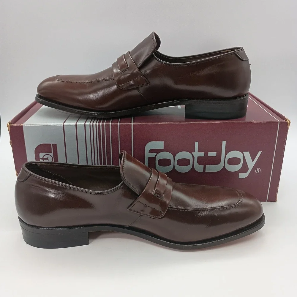 FootJoy Classics‎ Mens Brown Leather Penny Loafers Dress Shoes USA 8.5 A Narrow